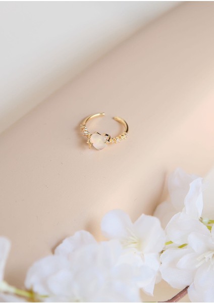 Yıldız Detaylı Zirkon Kalp Taşlı Çelik Yüzük fiyatları