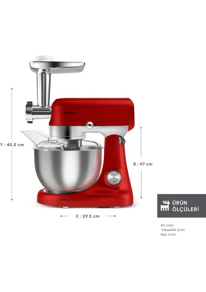 Multicast Plus Döküm Hamur Yoğurma Makinesi Red 5l
