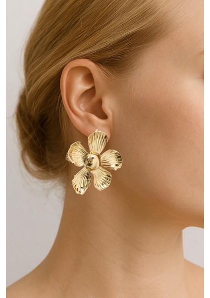 Gold Flower Papatya Küpe