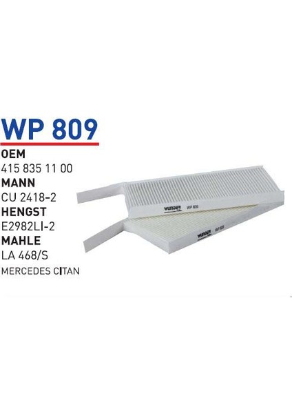 Wp809 Oem 4158351100 Renault kangoo III Y.m master III Otomobil polen filtre pollen filter