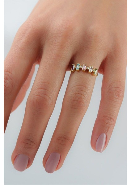 Gold Renkli Baget Taşlı Çelik Yüzük fiyatları