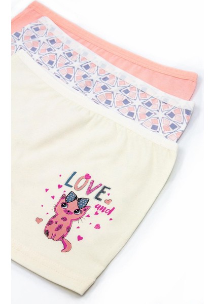 Kız Çocuk Boxer 3'lü Baskılı (%96 Pamuk - %4 Elastan) modelleri