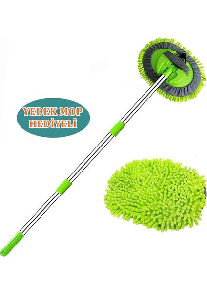 Araba Yıkama Fırçası Oto Yıkama Seti Mop Mikrofiber Bezli Teleskopik Saplı 1 Yedek Bez Hediyeli indirimleri