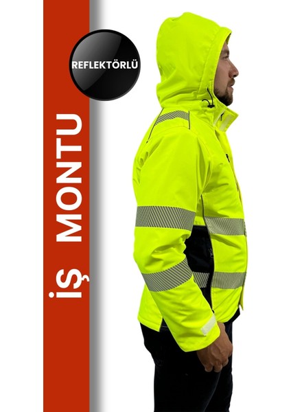 Oxford Kumaş Reflektörlü Iş Montu, Su Geçirmez, Kapüşonlu, Termal Astar indirimleri