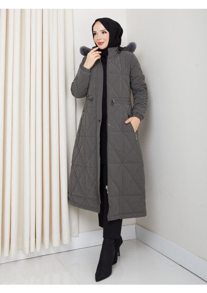 Kadın Tam Dolgulu Bel Bağcıklı Kol Lastikli Nova Kumaş Genç ve Spor Ara Boy Tesettür Mont 0216 fiyatları