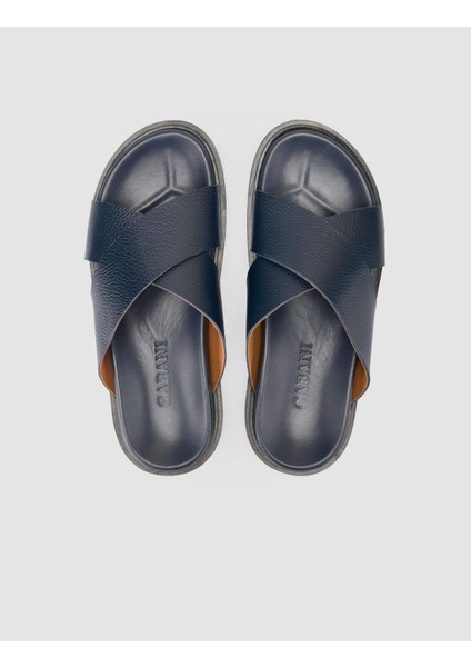 %100 Hakiki Deri Lacivert Erkek Terlik fırsatları