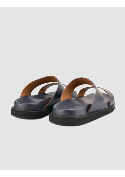 %100 Hakiki Deri Lacivert Erkek Terlik modelleri