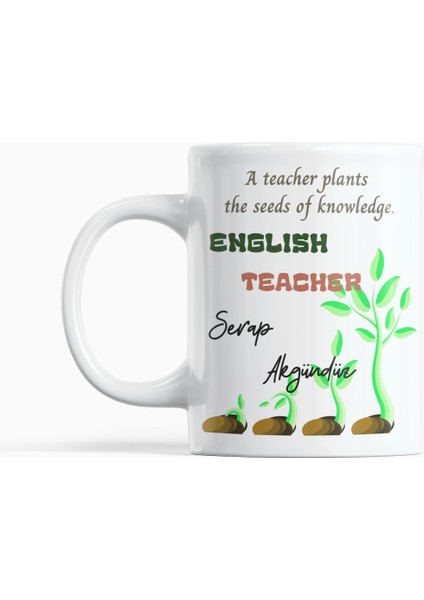 English Teacher Bilgi Tohumları Temalı Öğretmene Hediye Kupa Bardak