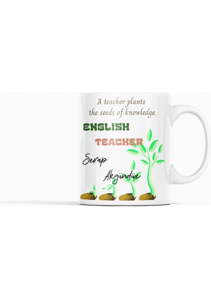 English Teacher Bilgi Tohumları Temalı Öğretmene Hediye Kupa Bardak modelleri