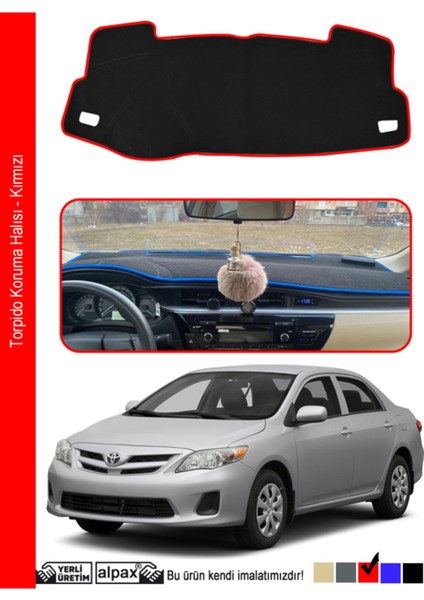 Toyota Corolla Torpido Koruma Halısı 2012-2019 Modele Özel Üretim - Kırmızı Kenar
