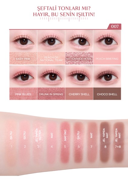 Mat, Işıltılı, Simli Yoğun Pigmentli Far Paleti PERIPERA All Take Mood Palette 007 Lets Go See Peach modelleri
