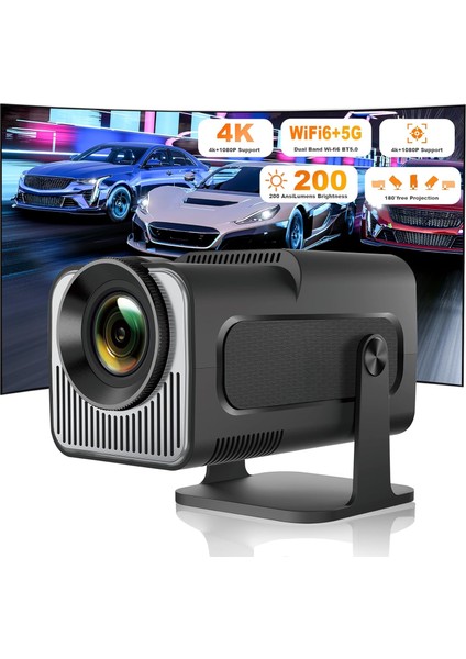 Teknomie Android Wifi Taşınabilir Akıllı Projektör – 4K Ultra Hd, Bluetooth 5.0, Hoparlör, Çok Amaçlı Akıllı Mini Projeksiyon