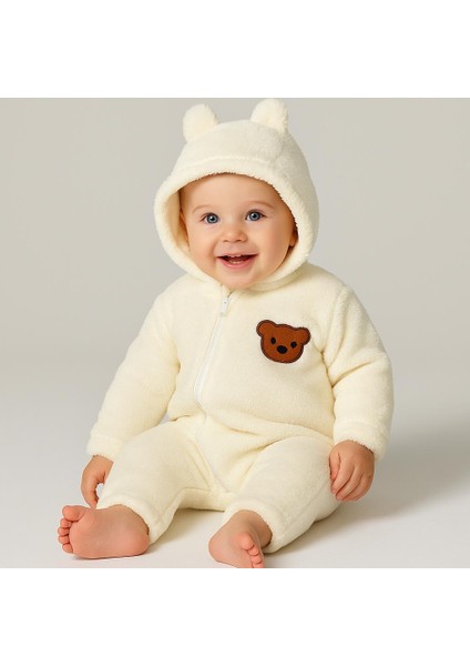 Bebek Peluş Tulum Çapraz Fermuarlı Ayıcık Figürlü Kapüşonlu Tulum fiyatları