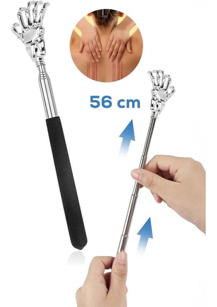 Metal El Şekilli Ayarlanabilir Sırt Kaşıma Çubuğu Siyah