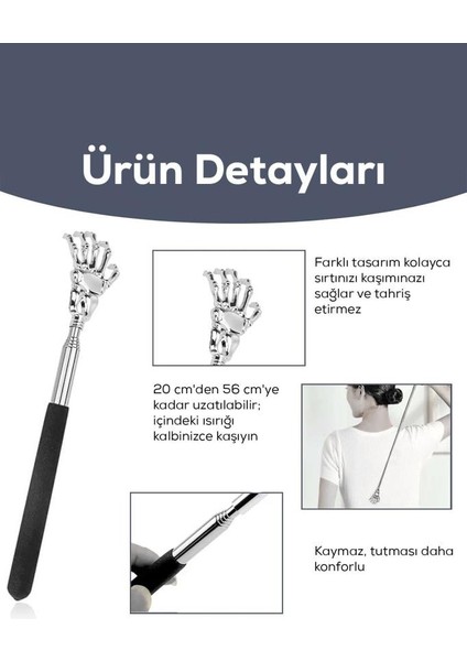 Metal El Şekilli Ayarlanabilir Sırt Kaşıma Çubuğu Siyah fiyatları