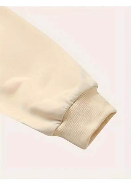 I'm Different Baskılı Kapüşonlu Cepli Pamuklu Bej Sweatshirt fırsatları