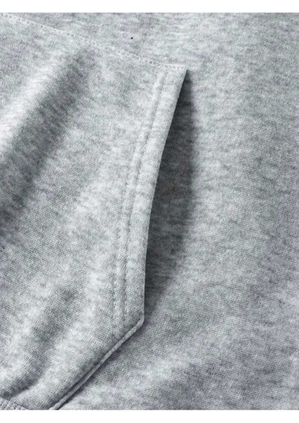 Gülümseyen Yüz Göğüs Baskılı Kapüşonlu Cepli Içi Yünlü Gri Sweatshirt fırsatları