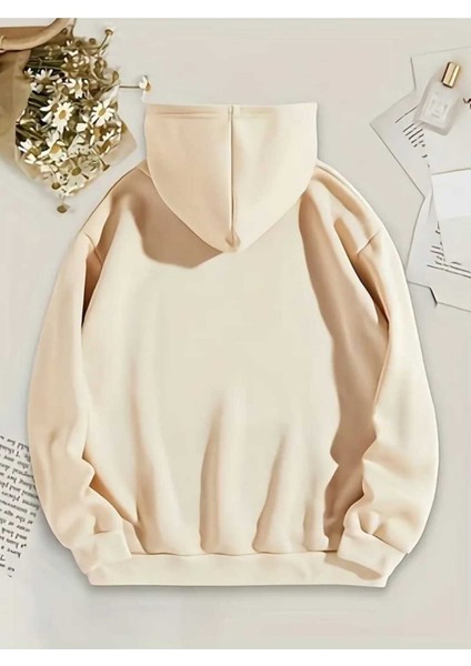 Artric Monkeys Baskılı Kapüşonlu Cepli Içi Yünlü Bej Sweatshirt fiyatları