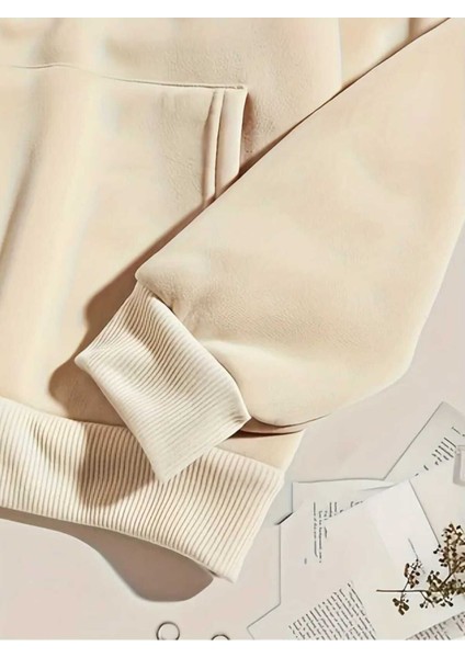 Artric Monkeys Baskılı Kapüşonlu Cepli Içi Yünlü Bej Sweatshirt fırsatları