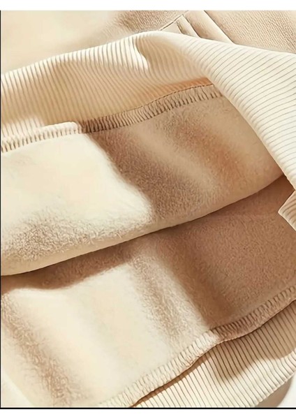 Artric Monkeys Baskılı Kapüşonlu Cepli Içi Yünlü Bej Sweatshirt indirimleri