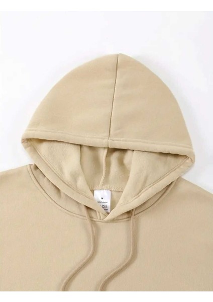 Strawberries Baskılı Kapüşonlu Cepli Pamuklu Bej Sweatshirt modelleri