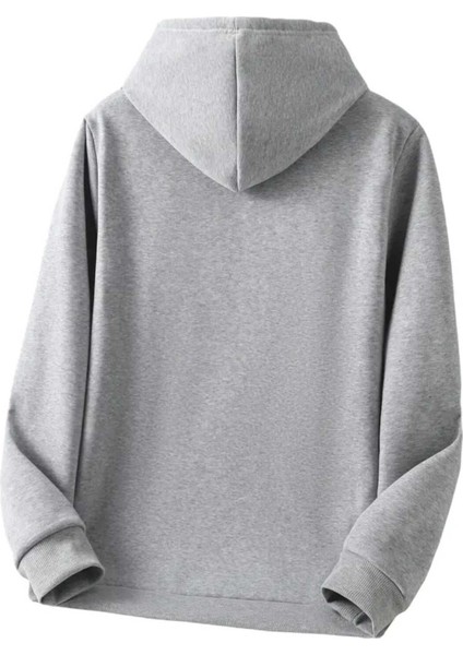 The Boston Est Baskılı Kapüşonlu Cepli Içi Yünlü Gri Sweatshirt fiyatları