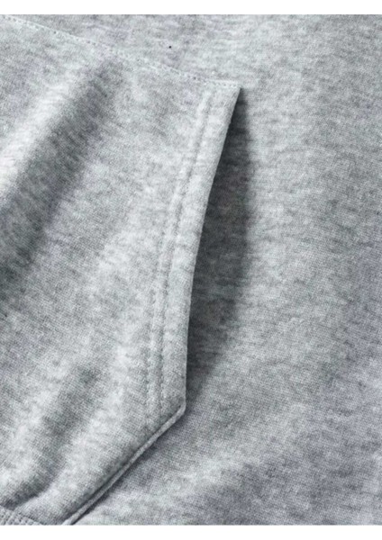 Yedili Kurdele Baskılı Kapüşonlu Cepli Pamuklu Gri Sweatshirt fırsatları