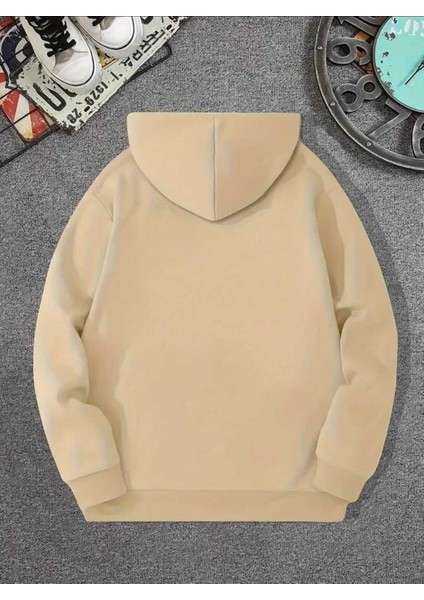 Uçan Balon Baskılı Kapüşonlu Cepli Içi Yünlü Bej Sweatshirt fiyatları