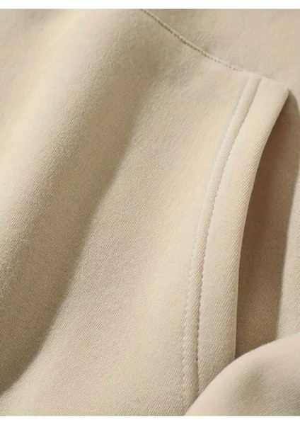 Uçan Balon Baskılı Kapüşonlu Cepli Içi Yünlü Bej Sweatshirt modelleri