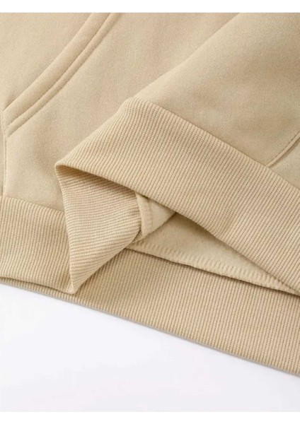 Replay Baskılı Kapüşonlu Cepli Pamuklu Bej Sweatshirt fırsatları