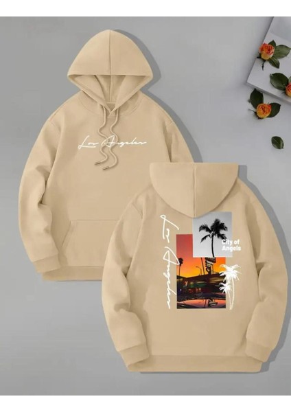 Arka Ön Baskılı City Of Angeles Cepli Kapüşonlu Sweatshırt