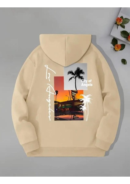 Arka Ön Baskılı City Of Angeles Cepli Kapüşonlu Sweatshırt fiyatları