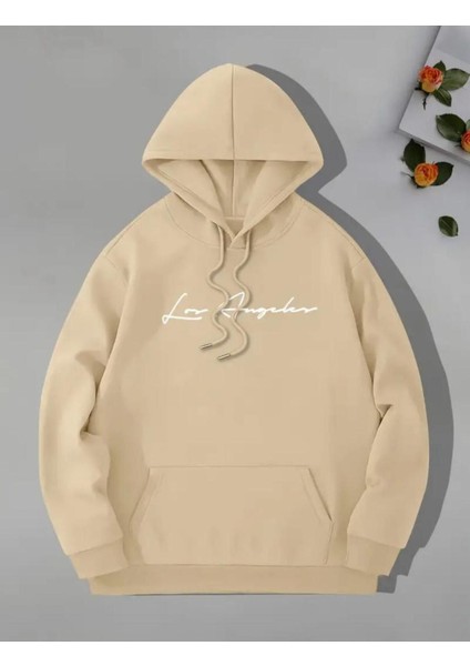 Arka Ön Baskılı City Of Angeles Cepli Kapüşonlu Sweatshırt modelleri