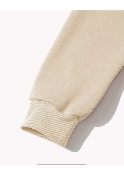 Couple Cat Baskılı Kapüşonlu Cepli Pamuklu Bej Sweatshirt fırsatları