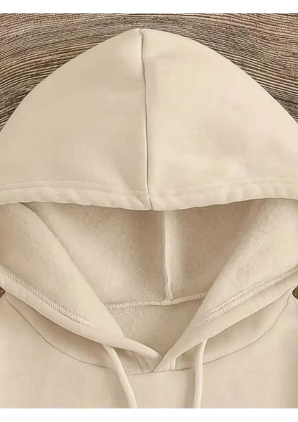 Gracie Abrams Baskılı Kapüşonlu Cepli Pamuklu Bej Sweatshirt modelleri