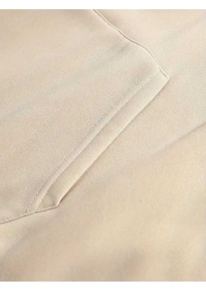 Gracie Abrams Baskılı Kapüşonlu Cepli Pamuklu Bej Sweatshirt fırsatları