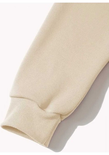 Teacher Baskılı Kaoüşonlu Cepli Pamuklu Bej Sweatshirt fırsatları