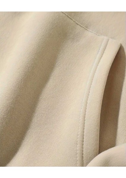 Kalp Fuşya Pembe Baskılı Kapüşonlu Cepli Pamuklu Bej Sweatshirt modelleri