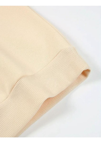 Books Baskılı Bisiklet Yaka Bej Sweatshirt modelleri
