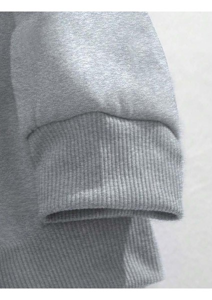 Basic Bisiklet Yaka Içi Yünlü Gri Sweatshirt modelleri