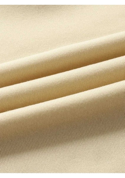 Güneş Ay Gezegen Baskılı Kapüşonlu Cepli Pamuklu Bej Sweatshirt indirimleri