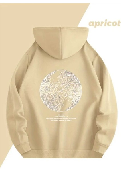 Lazarus Arka Göğüs Baskılı Kapüşonlu Cepli Pamuklu Bej Sweatshirt modelleri
