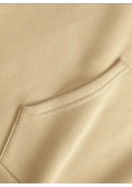 Lazarus Arka Göğüs Baskılı Kapüşonlu Cepli Pamuklu Bej Sweatshirt fırsatları