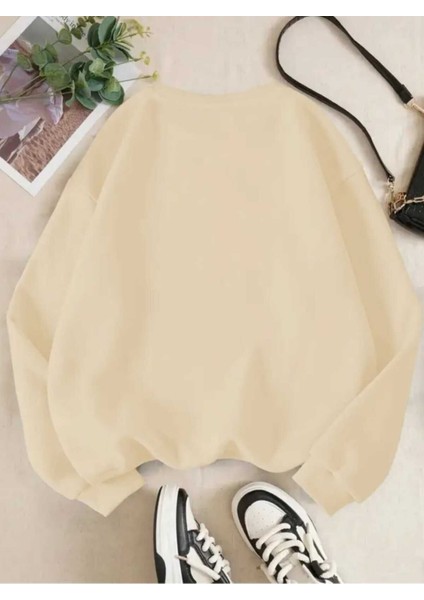 Find Your Balance Baskılı Bisiklet Yaka Bej Sweatshirt fiyatları