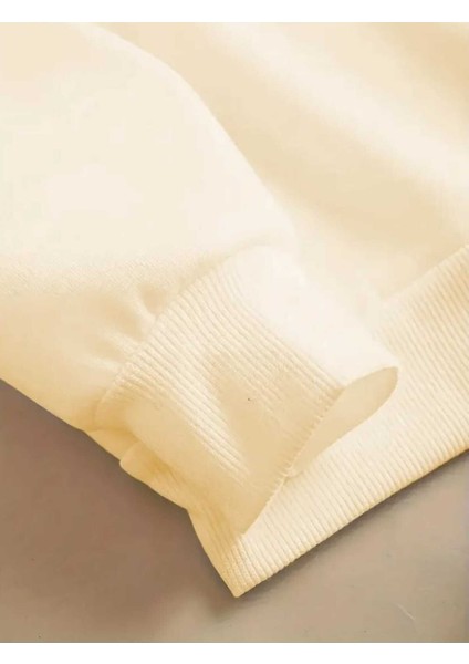 Find Your Balance Baskılı Bisiklet Yaka Bej Sweatshirt modelleri