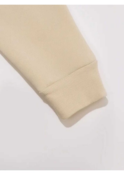 Throat Punch Baskılı Bisiklet Yaka Bej Sweatshirt modelleri