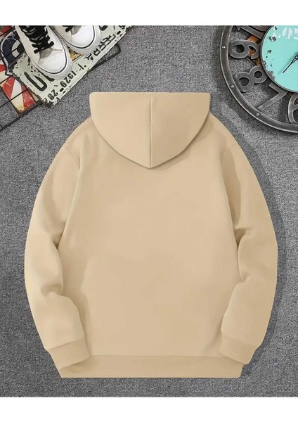Renkli Çiçekler Baskılı Kapüşonlu Cepli Pamuklu Bej Sweatshirt fiyatları