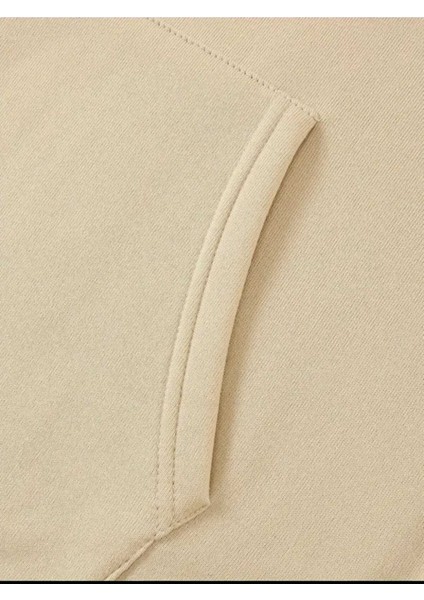 Çiçekli Pati Baskılı Kapüşonlu Cepli Pamuklu Bej Sweatshirt indirimleri