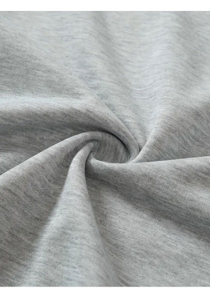 Leopar Desenli Kurdele Baskılı Bisiklet Yaka Gri Sweatshirt indirimleri