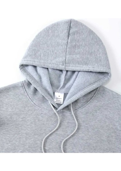 Çiçekli Pati Baskılı Kapüşonlu Cepli Pamuklu Gri Sweatshirt modelleri